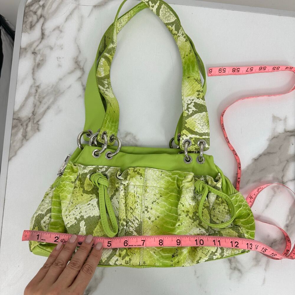 Gilda Tonelli Womens Shoulder Leather Bag Green Snake Y2K Wacky Artsy Unique - Picture 11 of 12